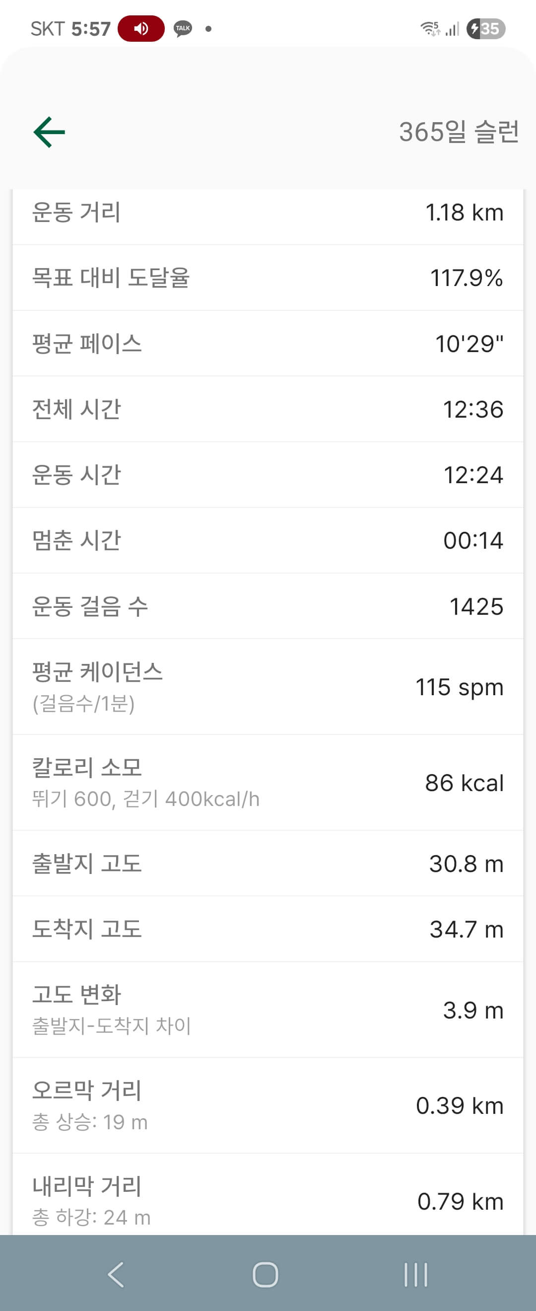 운동 결과-측정